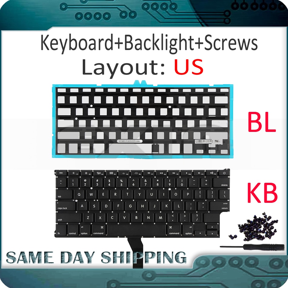 para Apple Macbook Air 13 "A1369 A1466 teclado EE. UU. Teclados ingleses con retroiluminación de años