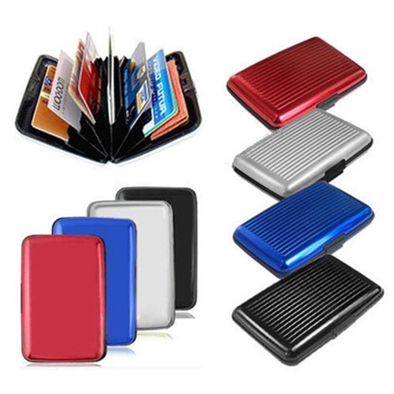 Funda rígida de aluminio con bloqueo de tarjeta bancaria para hombre, protector de escaneo Anti RFID para tarjetas de crédito