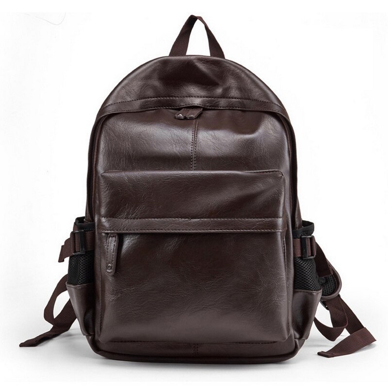 Casual Leather Book Bag Male Black Backpacks Men Backpack Leather School Backpack Bag Waterproof Travel Bag