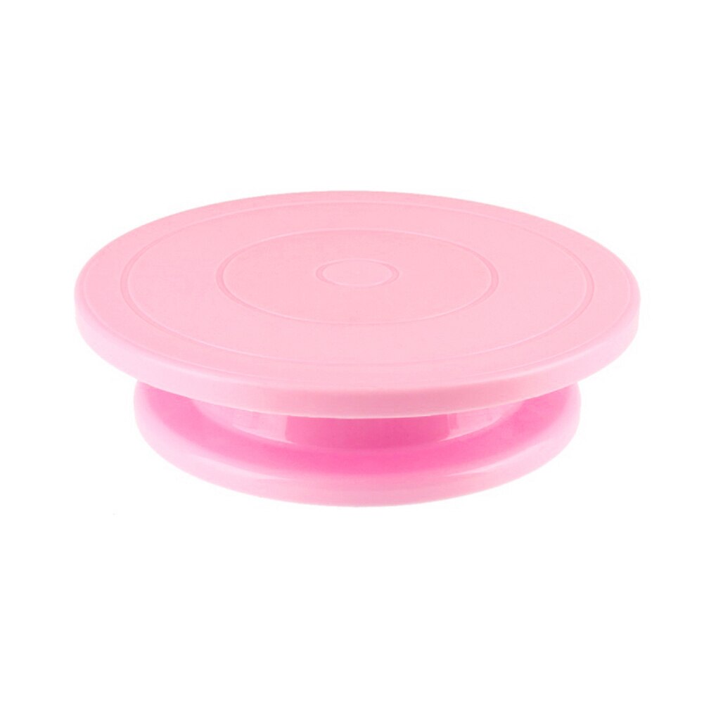 Birthday Cake Turntable Rotating Plastic Anti-skid Cake Decor Turntable Cake Rotary Table Round Cake Stand Kitchen Baking Tools: Pink