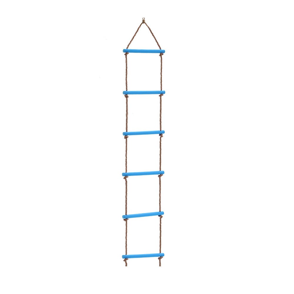 6 Rungs Wooden Rope Ladder Multi Rungs Safe Sports Rope Swing Swivel Rotary Connector Tools Children Activity Climbing Game Toys: Blue