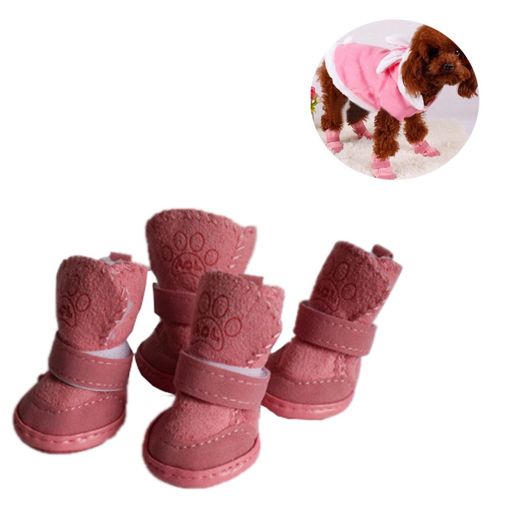 S-xxl varma vinterskor för hundar 4 st/set söta hundstövlar snövandring bomullsblandning valp sneakers tillbehör för husdjur  #1: 2 / Xl