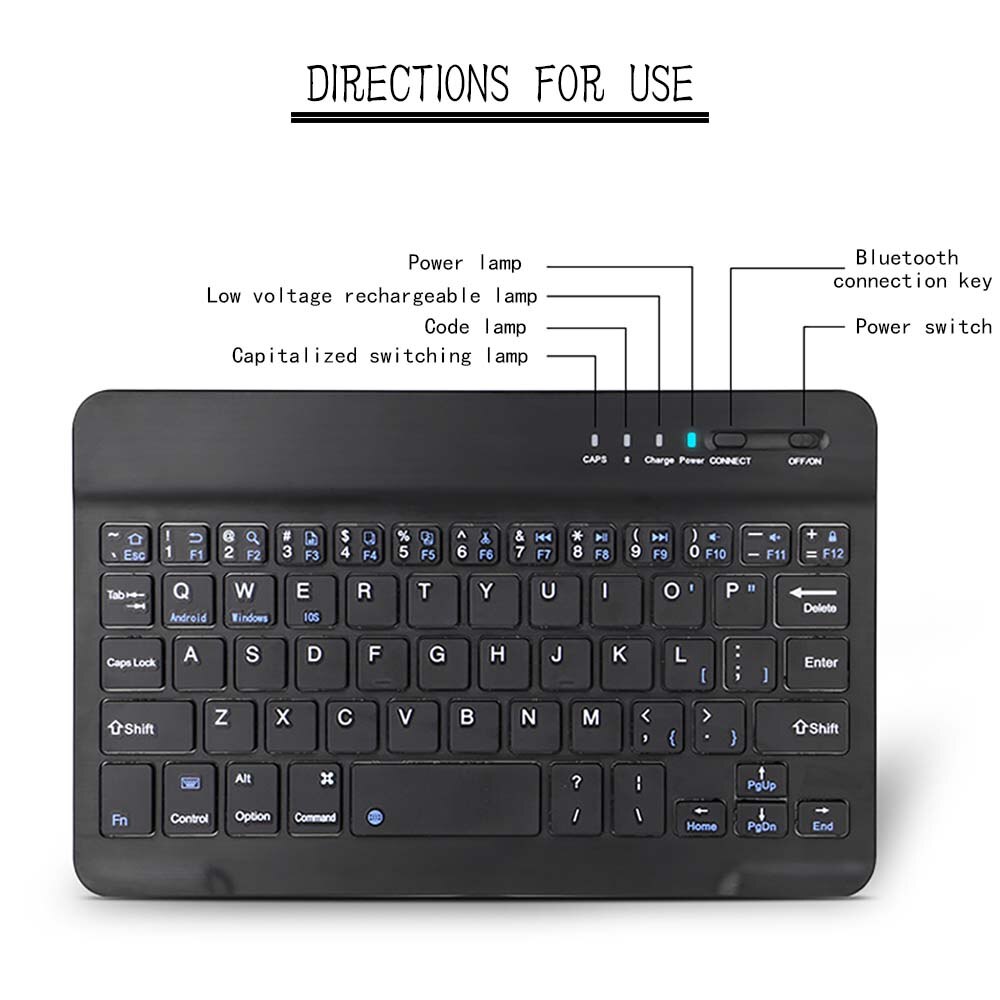 Klawiatura bezprzewodowa klawiatura bezprzewodowa Bluetooth dla tabletu XGODY T73Q 7 Cal/XGODY V7 akumulator dla systemu Android Ios Windows