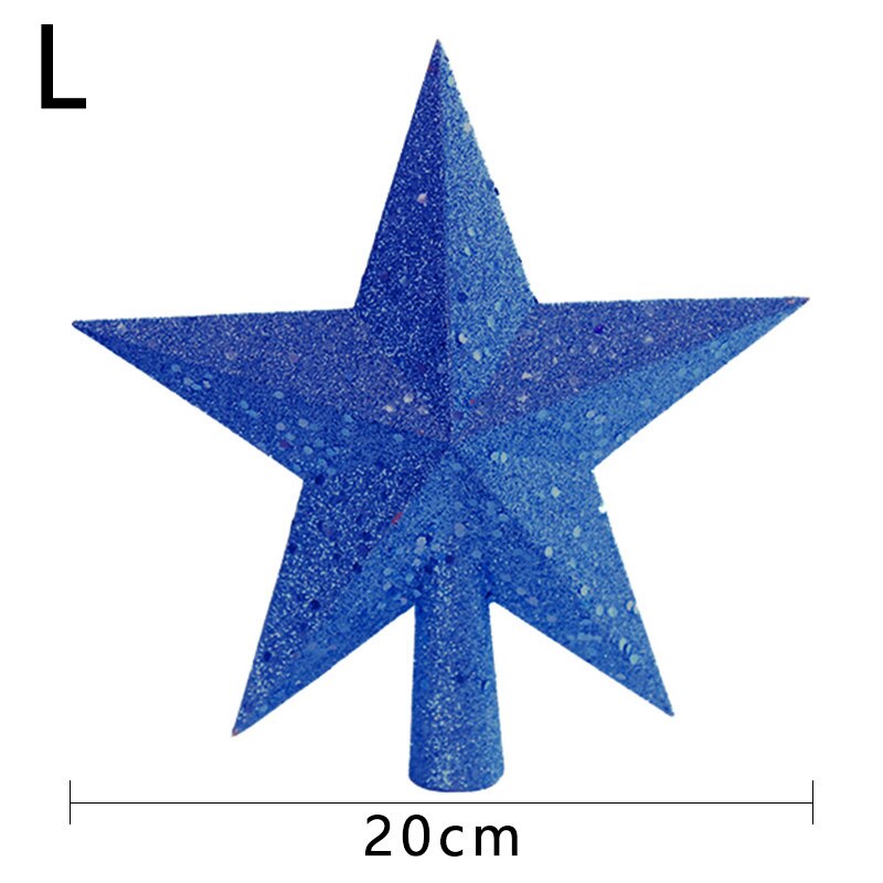 Decoraciones navideñas de 10/15/20cm, adorno con colgante de estrella de cinco puntas de parte superior del árbol de Navidad para parte superior del árbol de Navidad: L