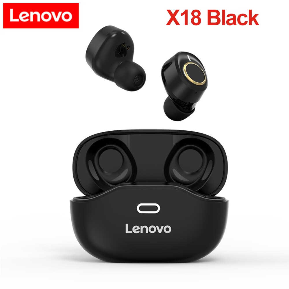 Lenovo-auriculares inalámbricos LP1/LP1S/X9/X18/XT90/XT91/QT83, Bluetooth 5,0, con Control táctil, deportivos, TWS, intrauditivos: X18 Black