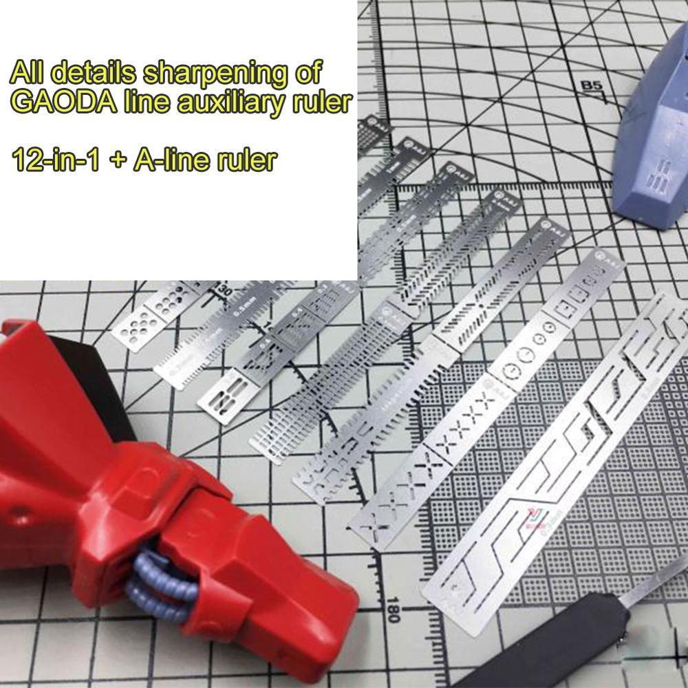 4 in 1 Einzelheiten der Carving Herrscher Detail Renovierung Ausgeschlossen Aids Werkzeug Gravierte See Modell Gravur stahl C1A2