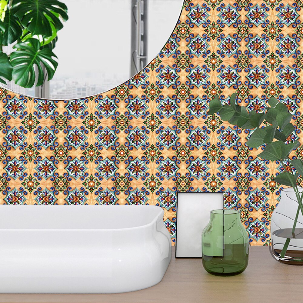 Autocollant Mural carreaux cristal dur | Motif fleurs, 10 pièces/ensemble, mur autocollant pour cuisine, salle de bain, rénovation, décor de maison, papier peint, Art Mural