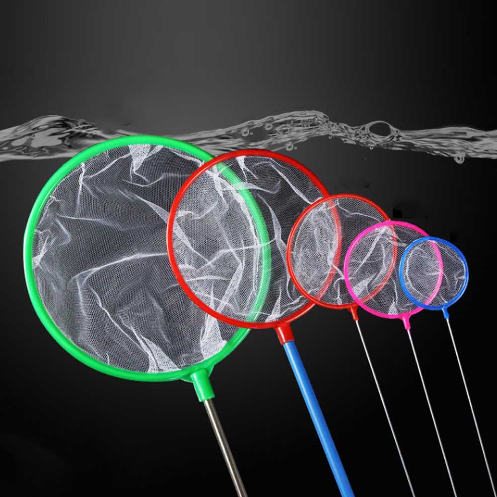 Mini Fish Net Aquarium Fish Catch Tool Handle Fishing Net Aquarium Fish Tank Cleaner Tools Accessories Round Random Color