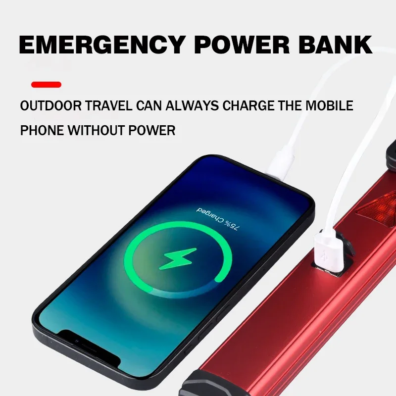 Linterna LED recargable por USB con imán y gancho, resistente al agua con luz roja, Banco de energía, trabajo de reparación, linterna de emergencia