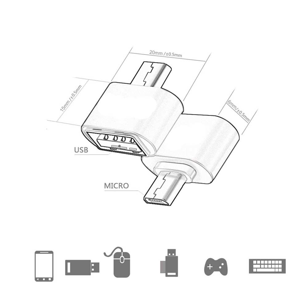 2pc otg usb-sovitin usb-mikrokaapeli muunnin pendriveille usb-muistitikku puhelimeen hiiri näppäimistö usb-laite