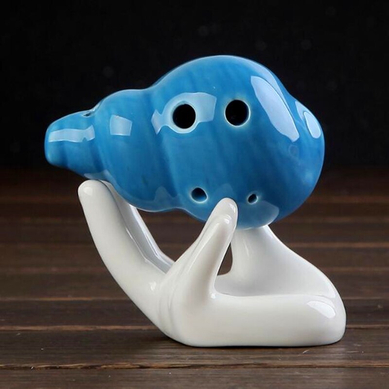 6 hullers ocarina tegneseriestil mini keramisk fløjte 5 farver håndlavet farve glasur ocarina musikinstrument alt ocarina
