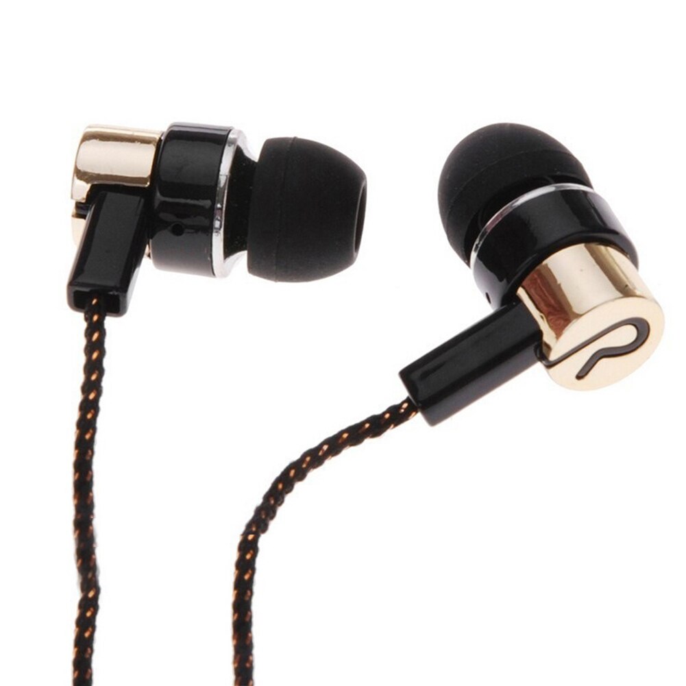 Portable Universal 3.5mm Braided Heavy Bass In-Ear Wired Music Earphone For Phone: Golden