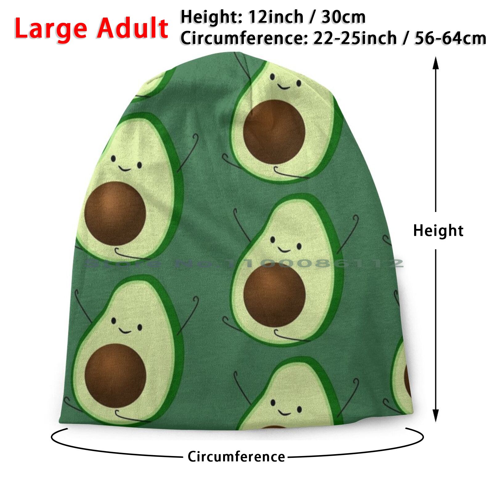 Sombrero de pescador plegable con forma de aguacate para exteriores, gorra de pescador con de aguacate, vegana, feliz y saludable, color verde, Avi: Large Adult Knit Hat