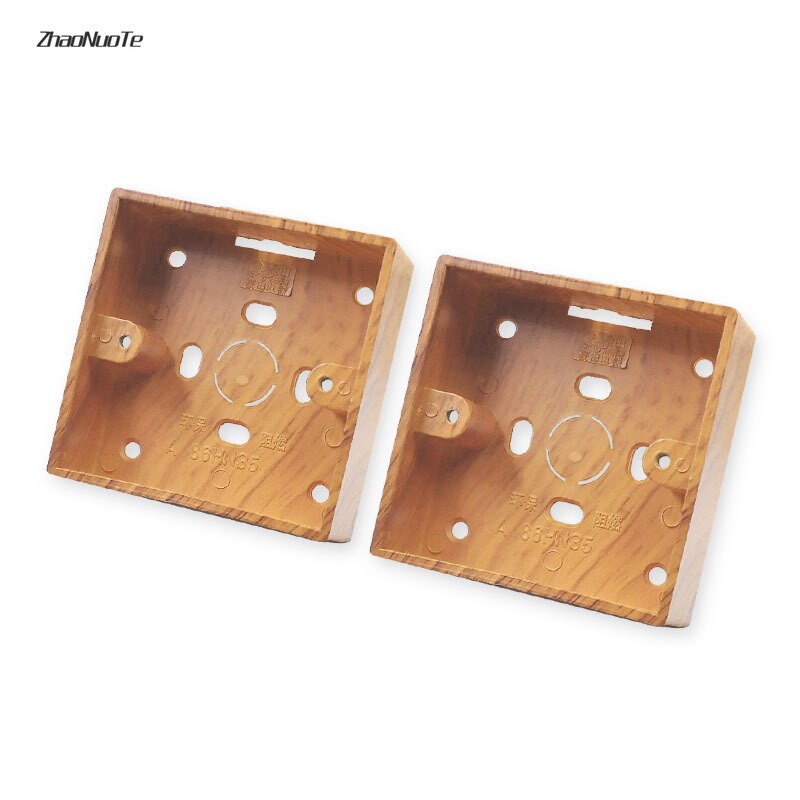 Home Improvement 86 Type Yellow Wood Grain PVC Surface Mount Junction Box Switch Socket Electronic Project Box