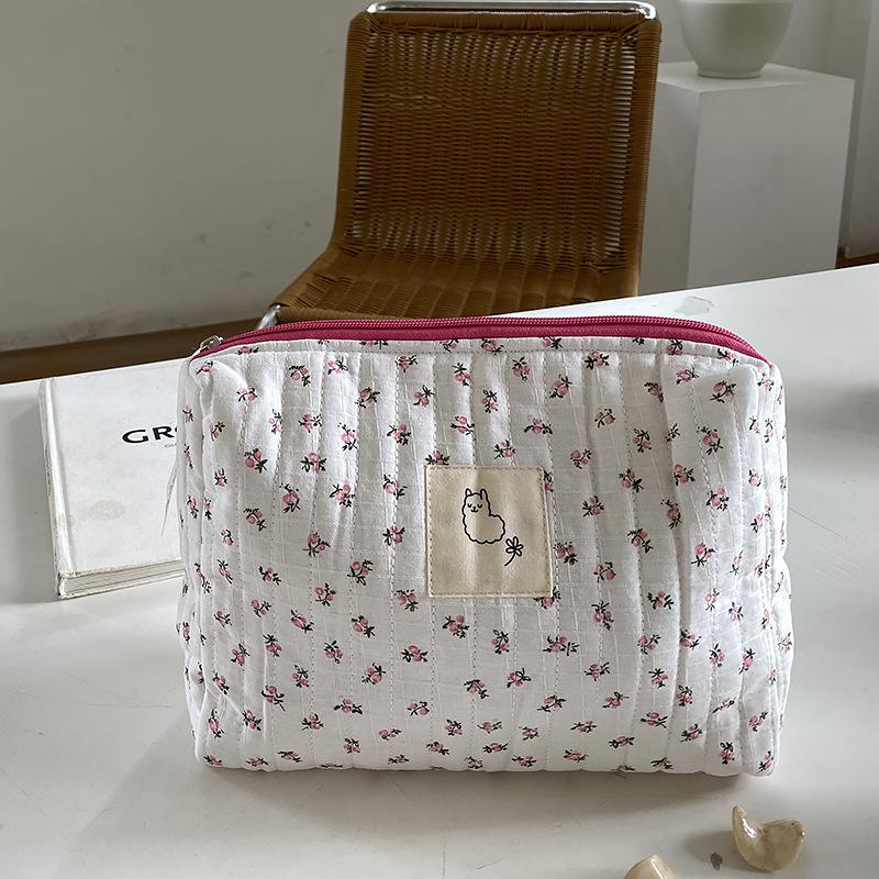 Koreanische Stepp machen-hoch Tasche Für Frauen Kosmetische Lagerung Tasche Tragbare Kulturbeutel Taschen Weibliche Schönheit fallen Baumwolle Blumen- Kosmetische Beutel: PK