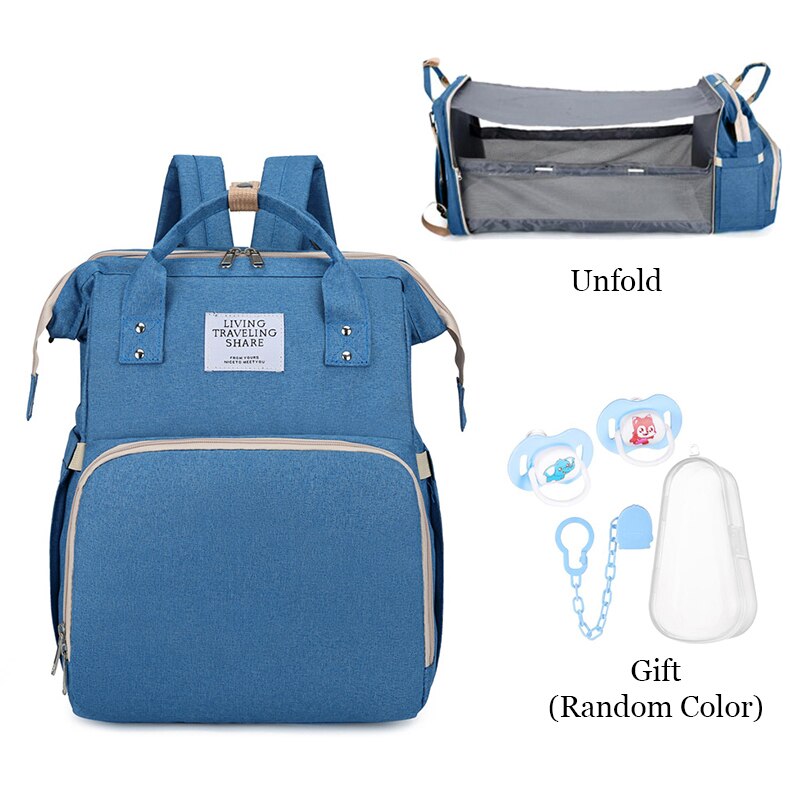 Folding Mommy Bag Lightweight Portable Folding Crib Bed Large-capacity Baby Backpack Female Mommy Outting Bag Bolsa Feminina DDJ: Standard-Blue 1AFNZ