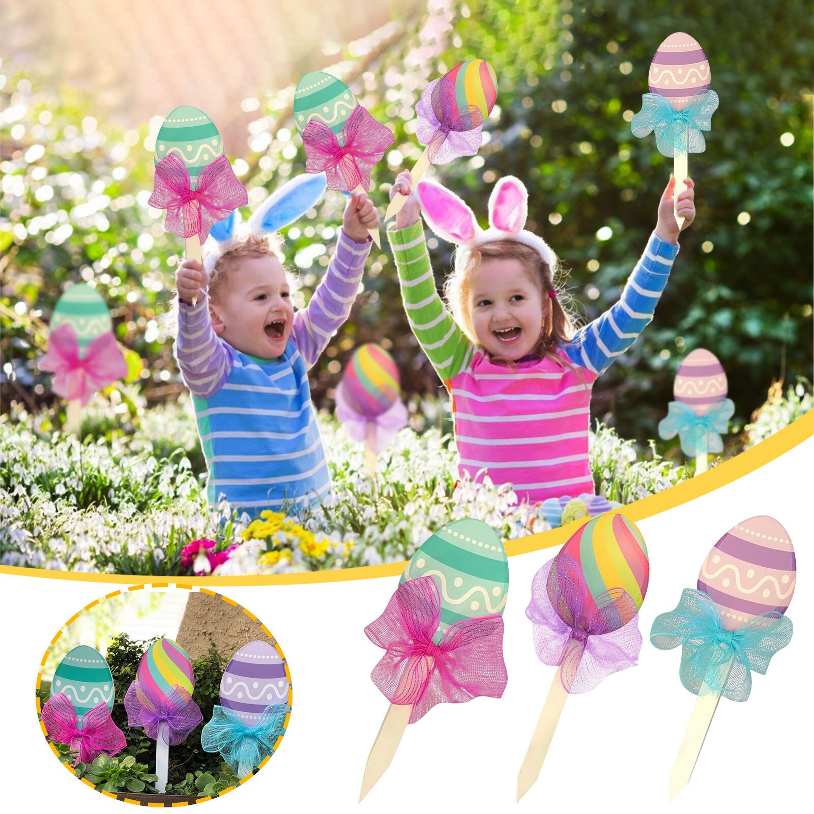 Garden Lawn Easter Decoration Easter egg Outdoor Spring Cute Party Yard Lawn Decorations Party Festival Home Garden Decor #Y10