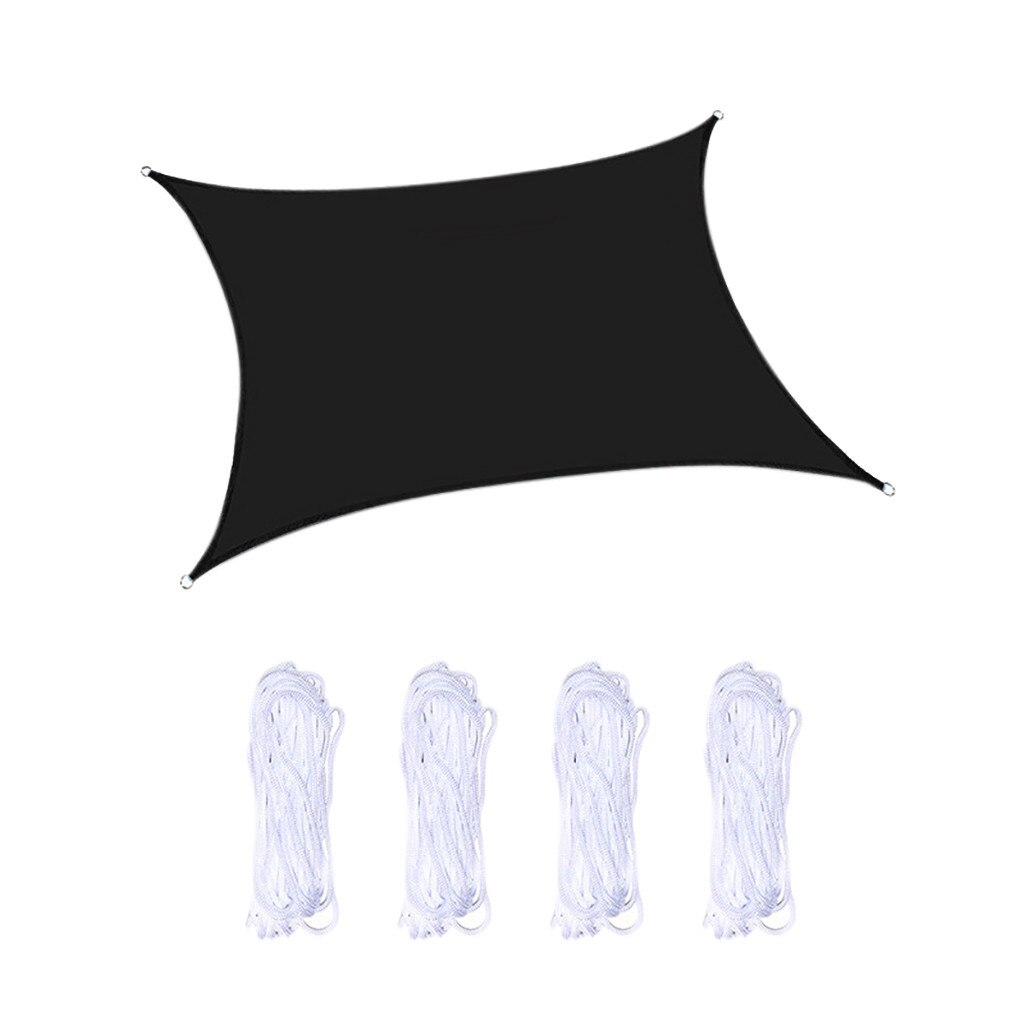 Waterproof Sun Shade Polyester Square Rectangle Shade Sail Garden Terrace Canopy Swimming Camping Hiking Yard Sail Awning #g3: Black / S