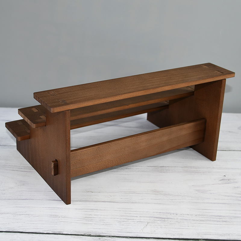 Escalera de madera maciza Vintage, hecho a mano estante de almacenamiento, organizador de soporte de exhibición para cosméticos, joyería en el dormitorio, esmalte de uñas, modelo de coche