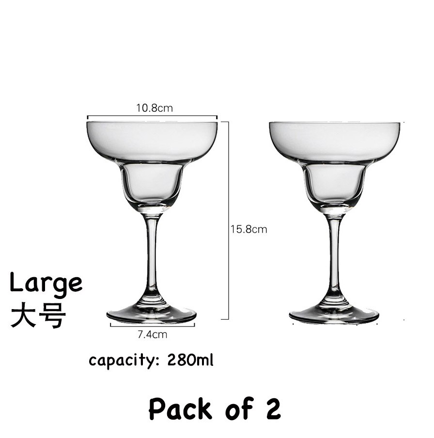 2 stk margaritaglass, cocktailglass, drikkeglass for daiquiris, eller hvilken som helst drikkepakke  of 2: 280ml klare 2 stk