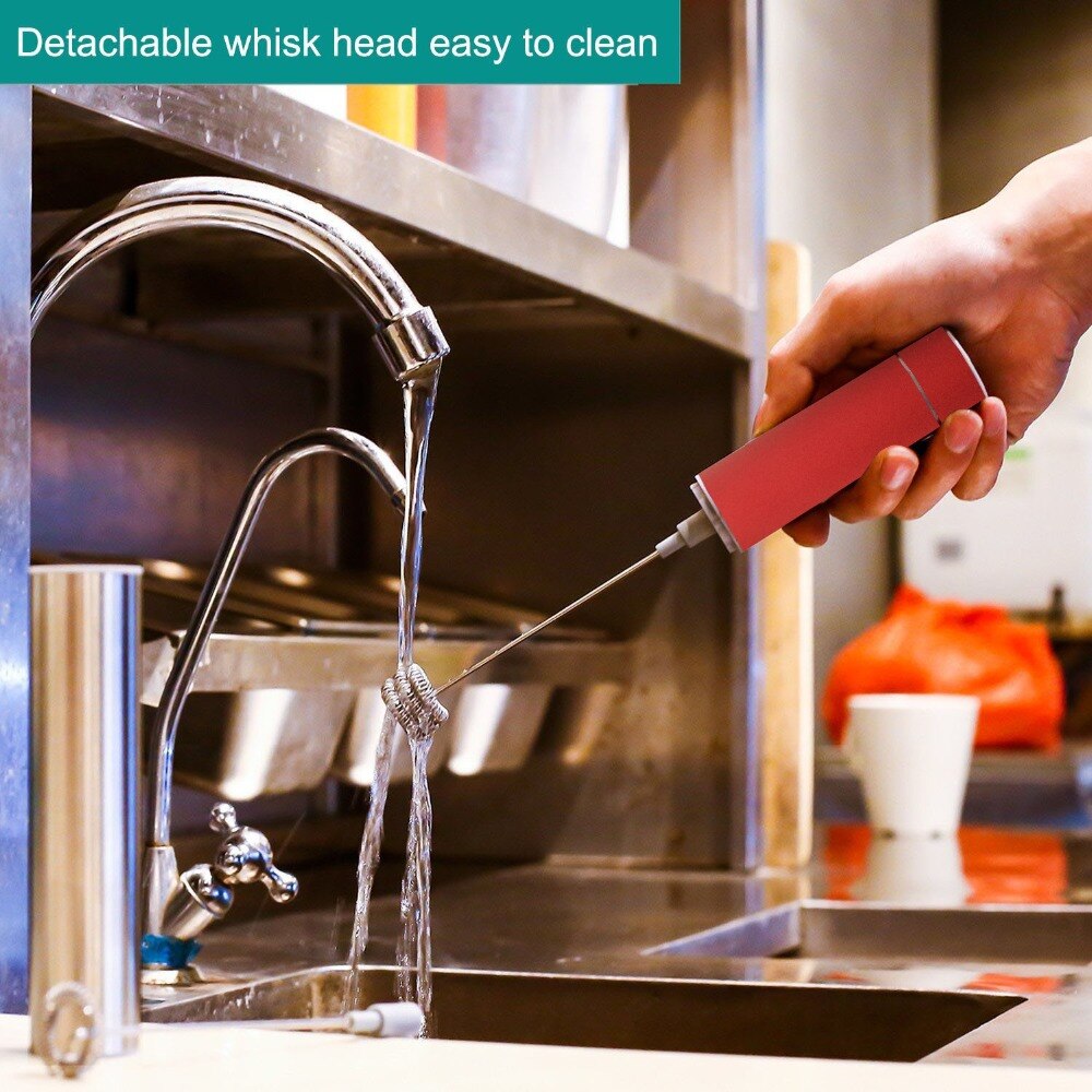 Stainless Steel Mixer Multifunction Electric Milk Frother Handheld Mini Mixing Foamer Coffee Blender Red Blender