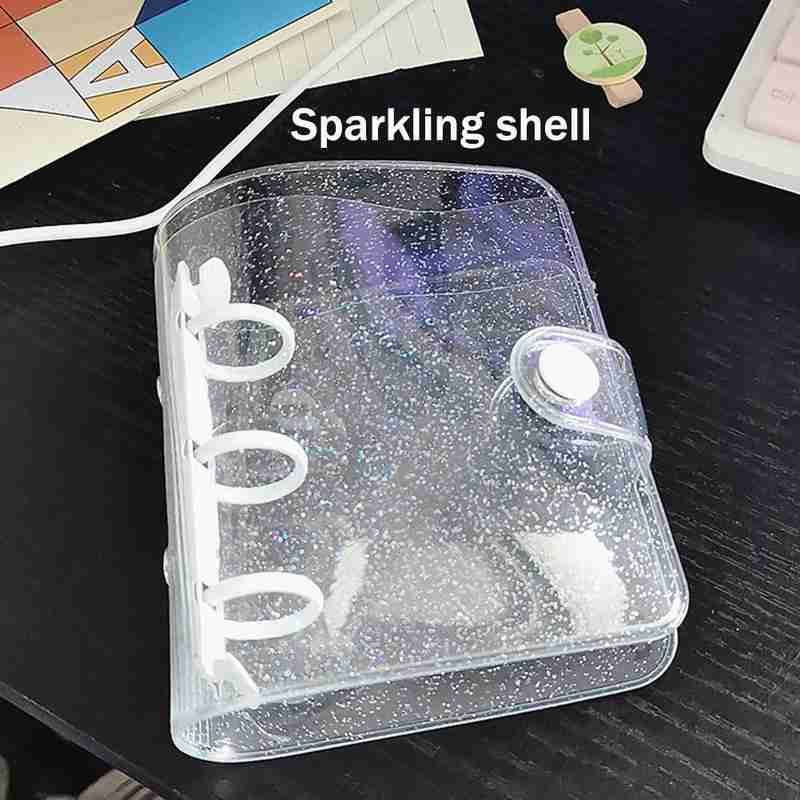 Mini 3 Hole Loose-leaf Book Cover Pvc Planner Bag Pp Diary Transparent Shimmering Book Cover Inner Page Diary Book Cover