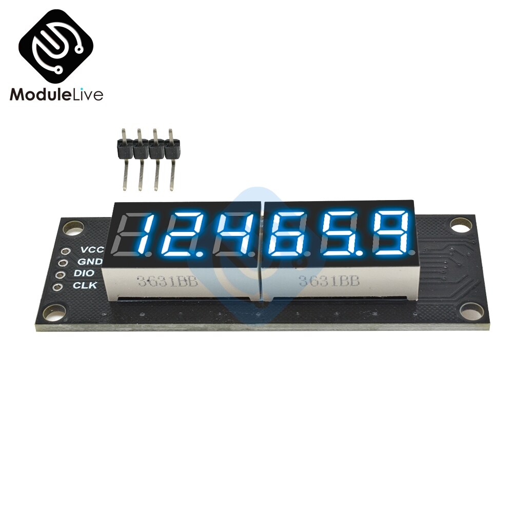 Tm1637 6 bitar 5v digital ledd displaymodul för arduino 7 segment 0.36 tum decimal klocka röd anodrör dubbel prickar modul