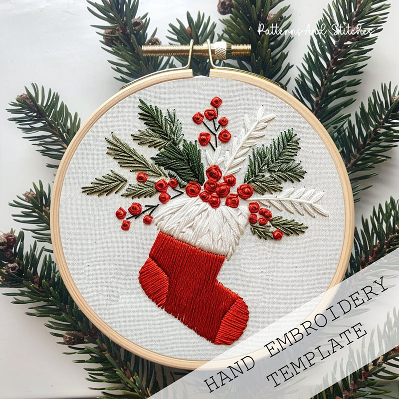 Kit de bordado navideño con muñeco de nieve de gnomo, Kit DIY para adultos con instrucciones de hilo de aguja, decoración del hogar: 20 x 30 cm / Morado