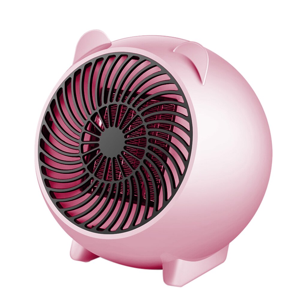 Ue plug mini portátil aquecedor de espaço elétrico casa escritório desktop aquecedor de ar quente aquecedor ventilador silencioso remoto rápido termostato calor: Pink