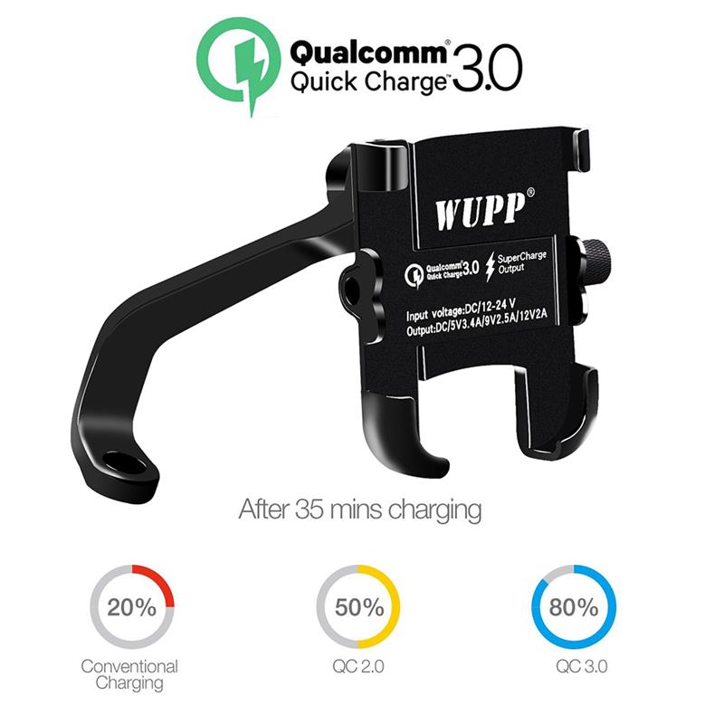 Universal telefonhållare  qc 3.0 för motorcykel usb-laddare vattentät motorcykel mobiltelefonfäste strömadapter spegelfäste
