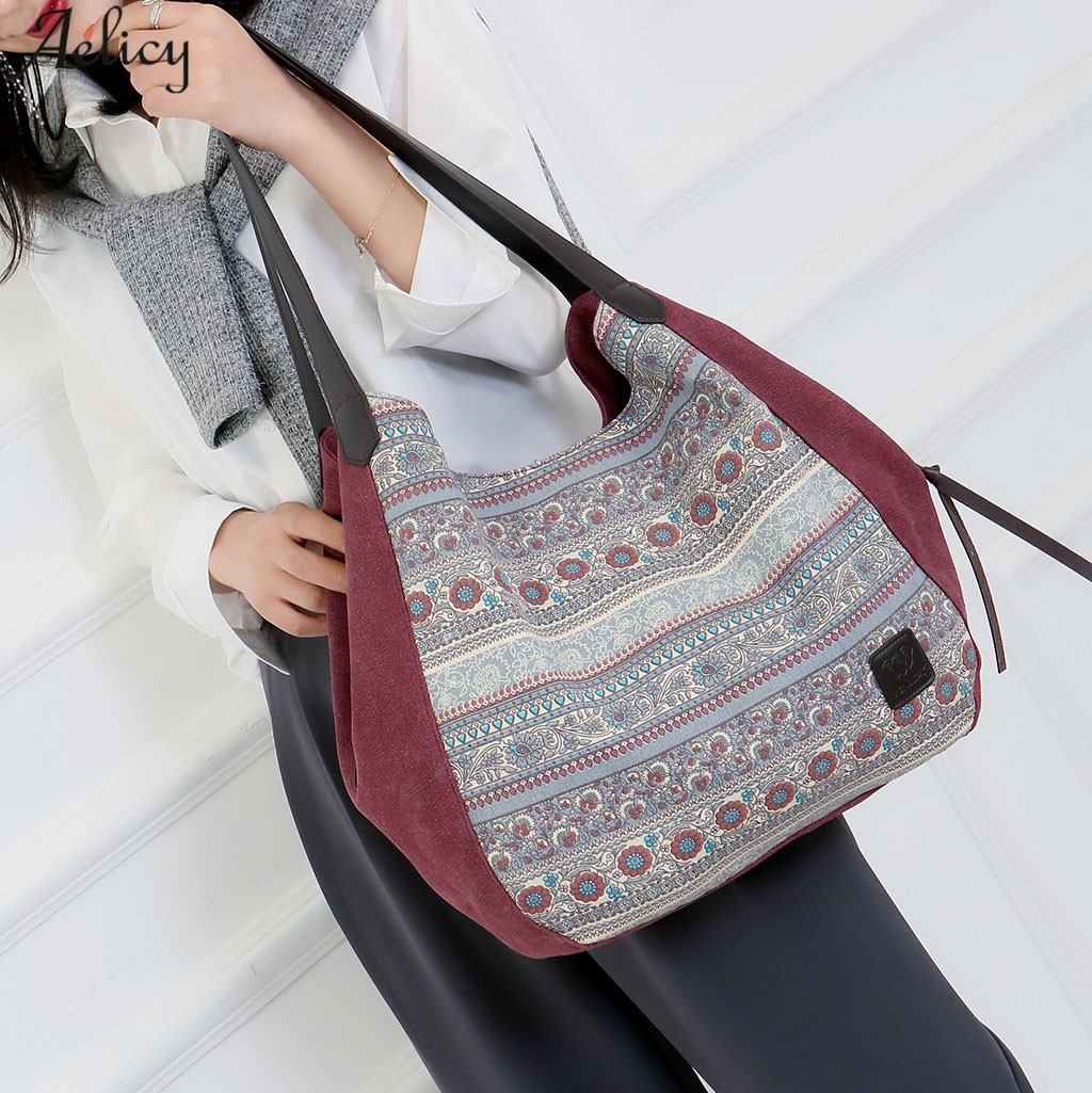 Sac à main en toile souple aelglacé pour femmes Style ethnique grande capacité sac à main de imprimé sac à bandoulière offres spéciales