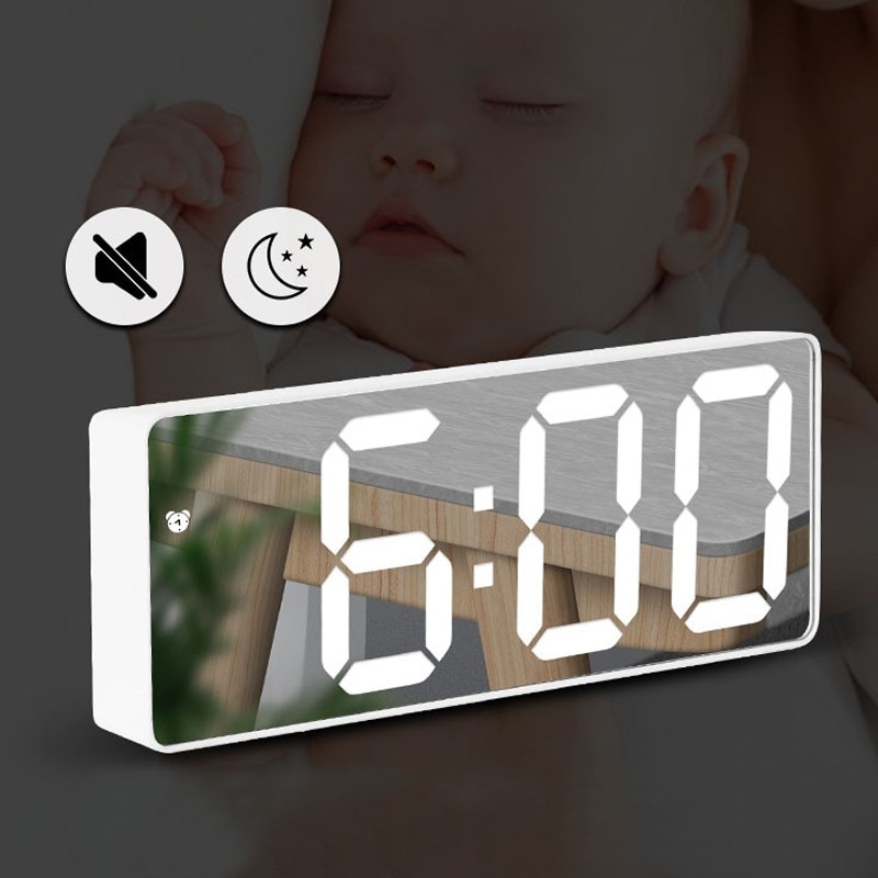Large Numbers Display Alarm Clock Snooze LED Electronic Digital Table Clocks with Temperature Modern Living Room Decor