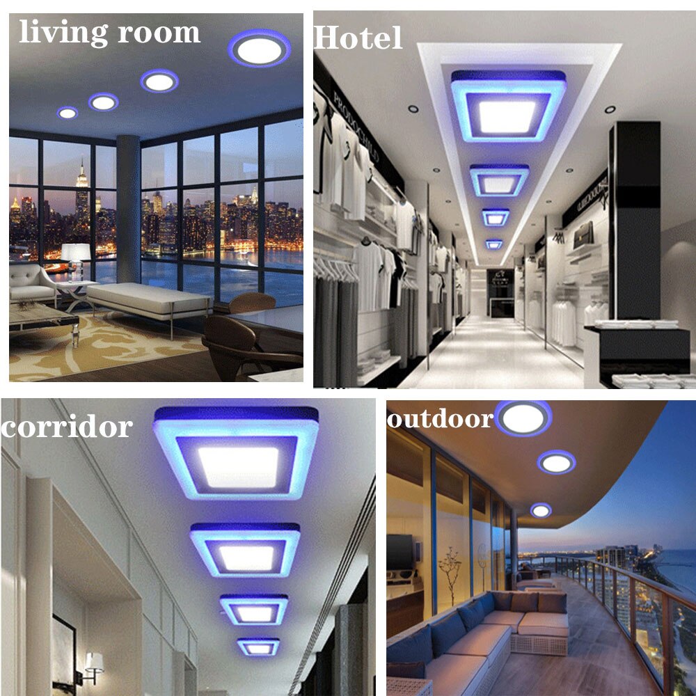 Round/Square Double Color LED Panel Ceiling Lamp 3W 6W 12W 18W Ultra-thin Modern LED Ceiling Light 85-265V Living room Lighting