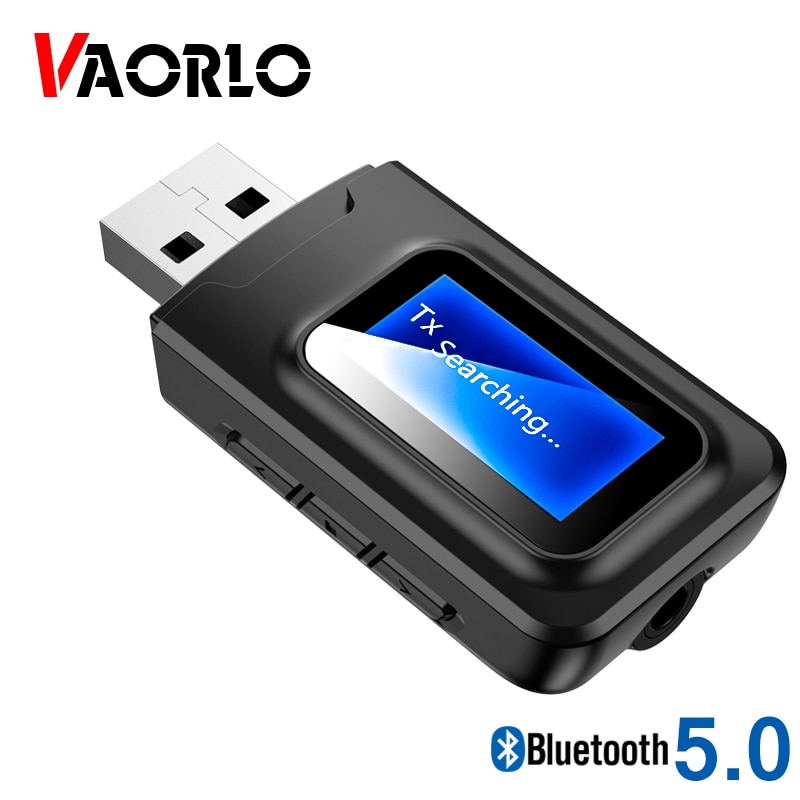 Vaorlo usb 5.0 ドングルトランスミッター bluetooth 受信機用液晶ディスプレイワイヤレス低レイテンシアダプタステレオ音楽アダプタ