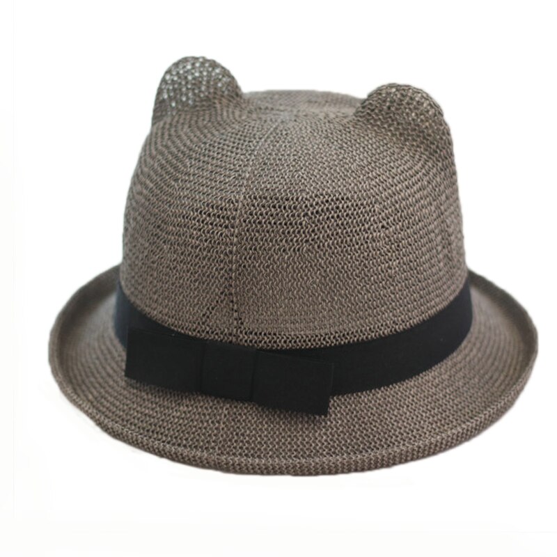 Sommar söt dam hatt med öra vanlig pappersfiber enkel solhatt flicka hatt hink mössa tecknad hatt andas kvinnor
