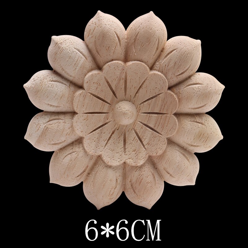 Decoración Retro Natural molduras de madera exquisitas, calcomanía para madera apliques de madera, Onlay Rose Floral grande largo mueble madera gabinete: B125-3