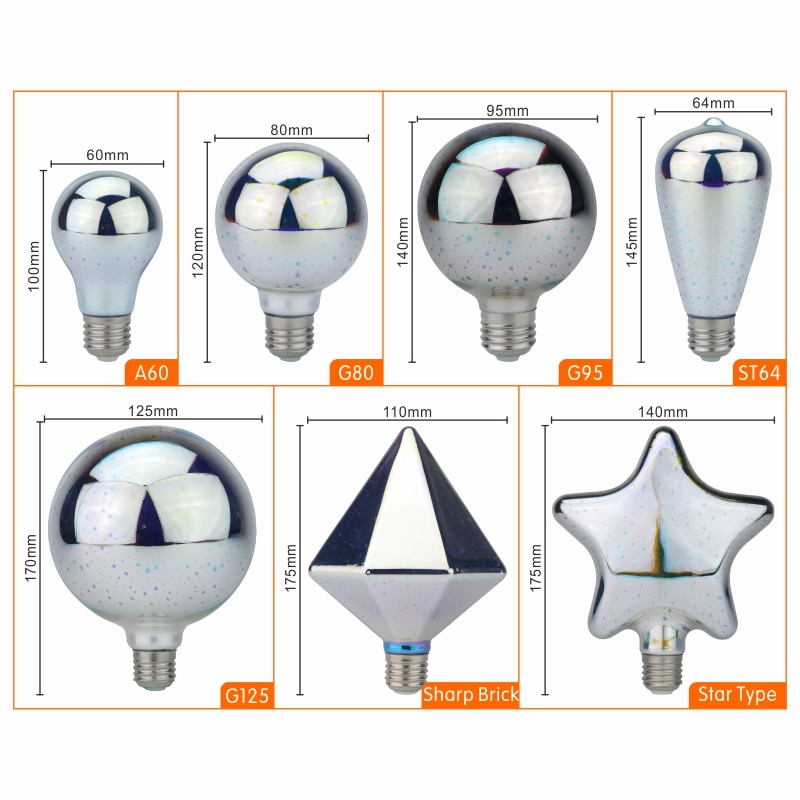 Lattuso ledet lys edison pære 3d dekorasjonspære 220v a60 st64 g95 g80 g125 e27 lys nyhet julelampe lamparas