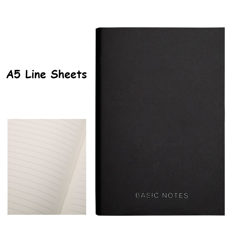 A5 A7 Black Notebook and Journal Blank Line Diary Planner Organizer DIY Agenda Note Book Back to School Business Travel Handbook: A5 Line