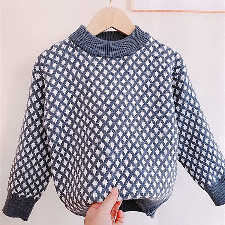 Suéter fino para niños y niñas, ropa de primavera, nueva de punto, camisas para niños, disfraz infantil cálido de: Blue / 9 años