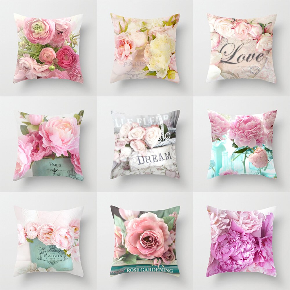 45 x 45cm 1 blomst farverig sofa pudebetræk pink pudebetræk pudebetræk hjemme sovesofa stol dekoration 17.72x 17.72 tommer