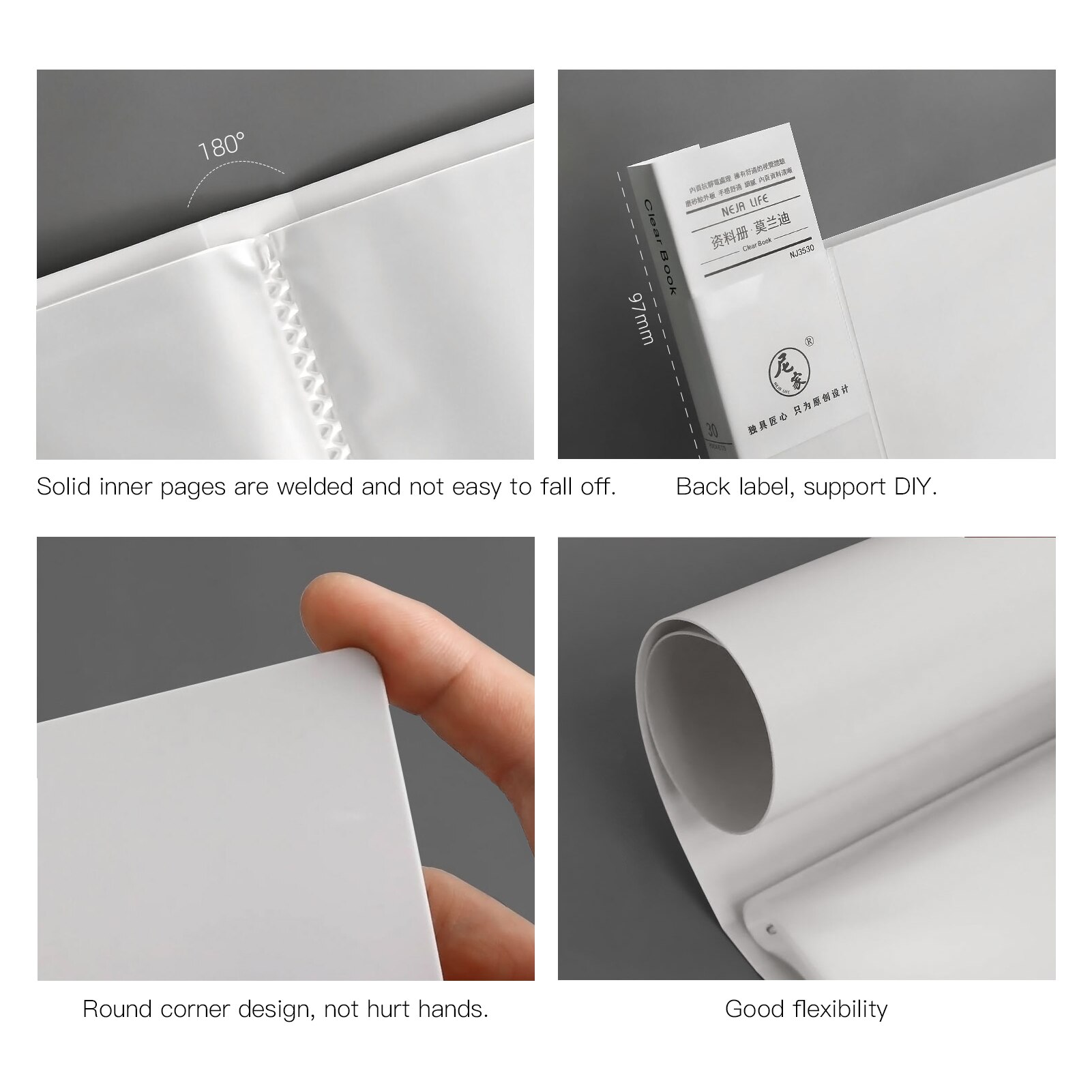 A4 Size Presentation Book Display Book Document Organizer Waterproof with 30-Pocket Sheet Protector for Business Office School