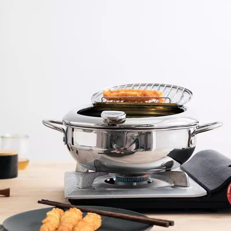 Premium Deep Fryer Pot - Stainless Steel Frying Pot with Accurate Thermometer Chicken