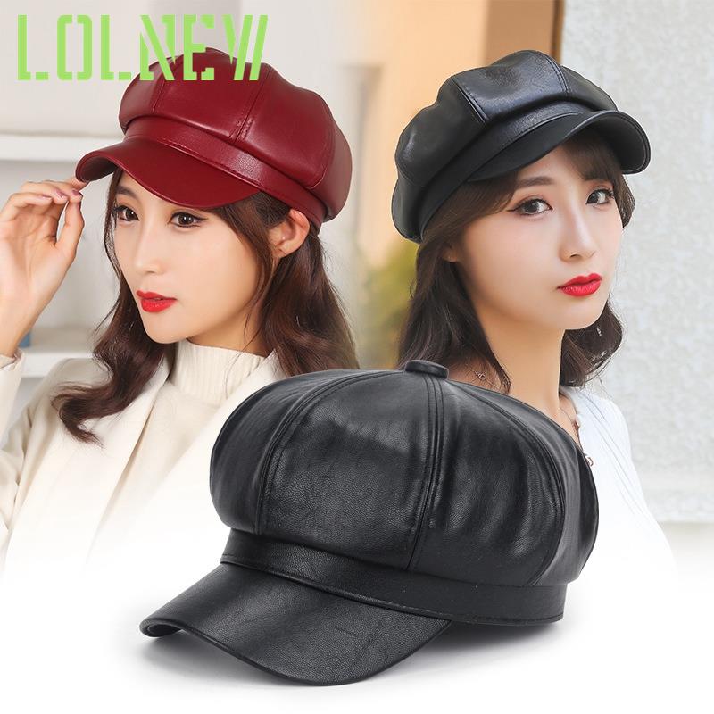 Gorro de cuero con visera para niño y mujer, gorro de estilo clásico, a la , para invierno, novedad