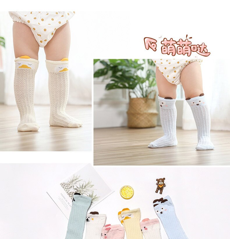 Calcetines de calcetín hasta la rodilla para recién nacido, calcetines de bebé niña y niño, antideslizantes, con dibujos de gato, zorro, calentadores de piernas para recién nacidos, calcetín largo cálido infantil