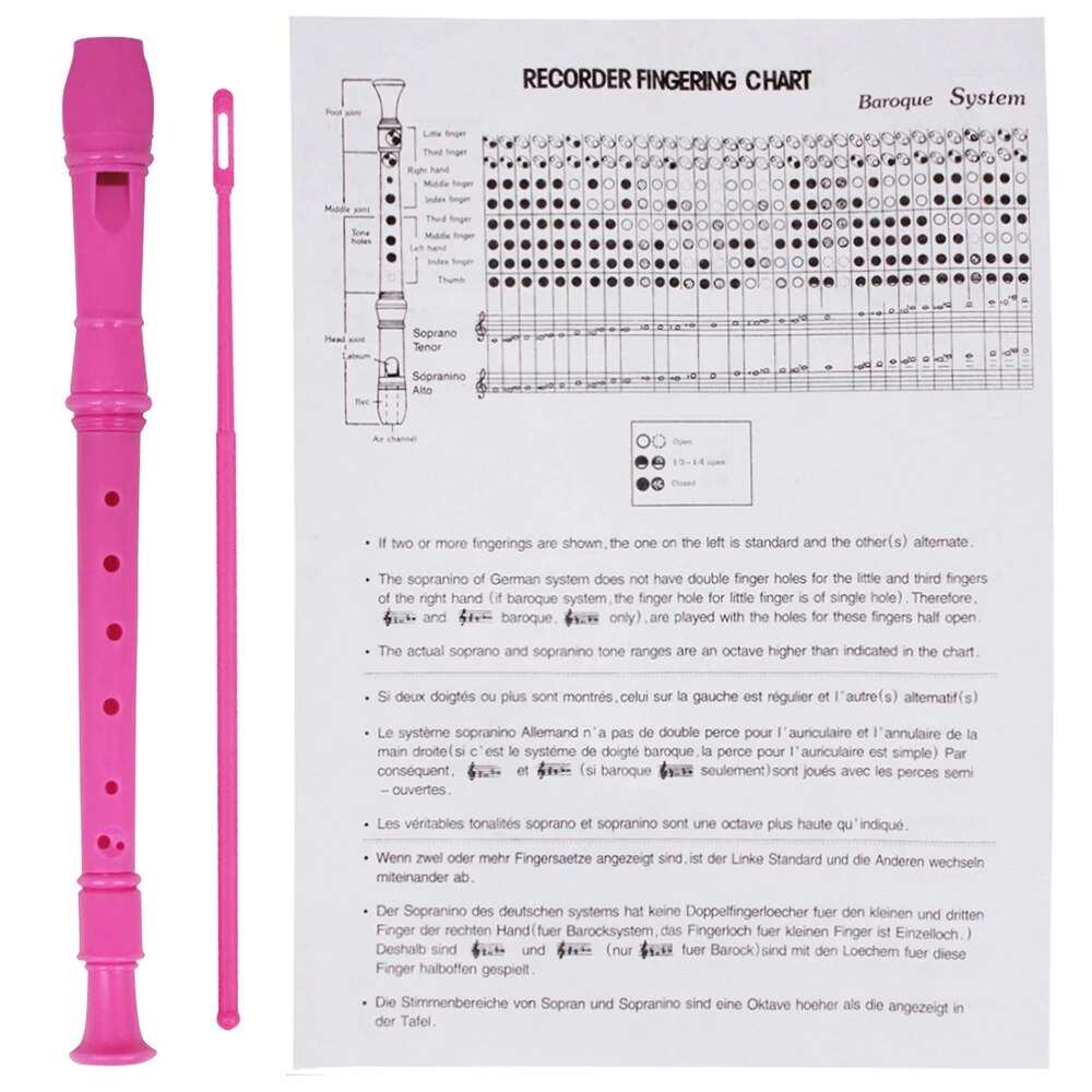 8-otworowy klarnet długi flet J32 ABS pionowy flet instrument muzyczny edukacja muzyczna z patyczkiem robić czyszczenia dla dzieci początkujące: Burgundowy