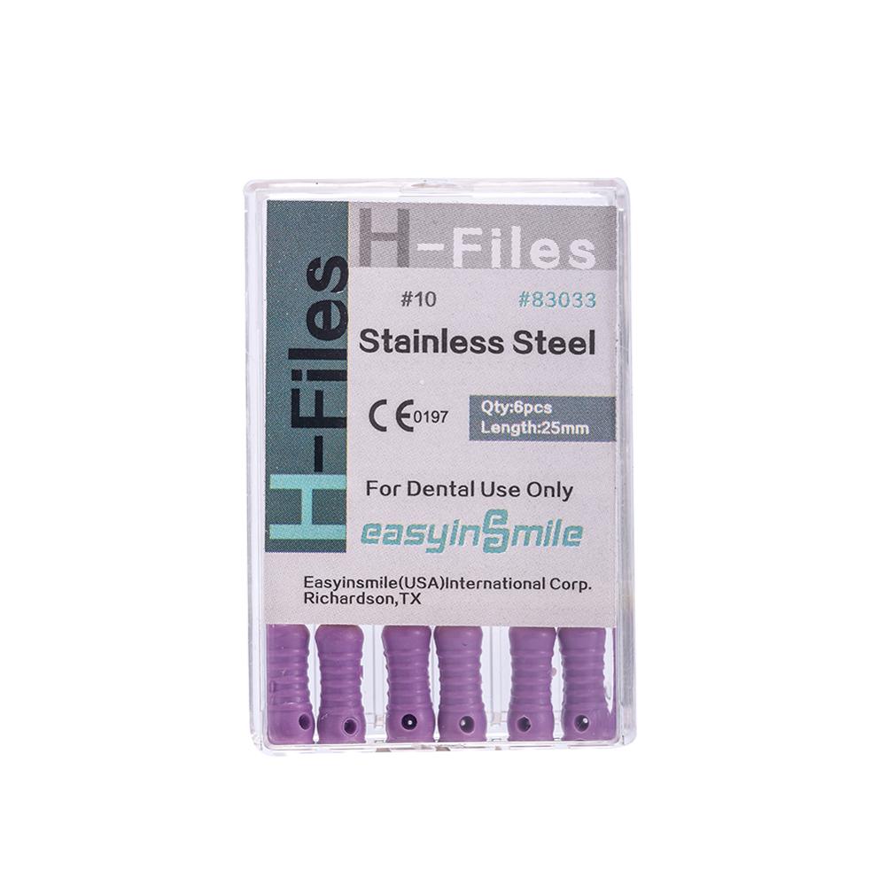 10Packs Dental Endo Stainless Steel Root Canal Endodontic H-Files Reamers Hand Use 25mm EASYINSMILE 6Files Per Pack: Size10