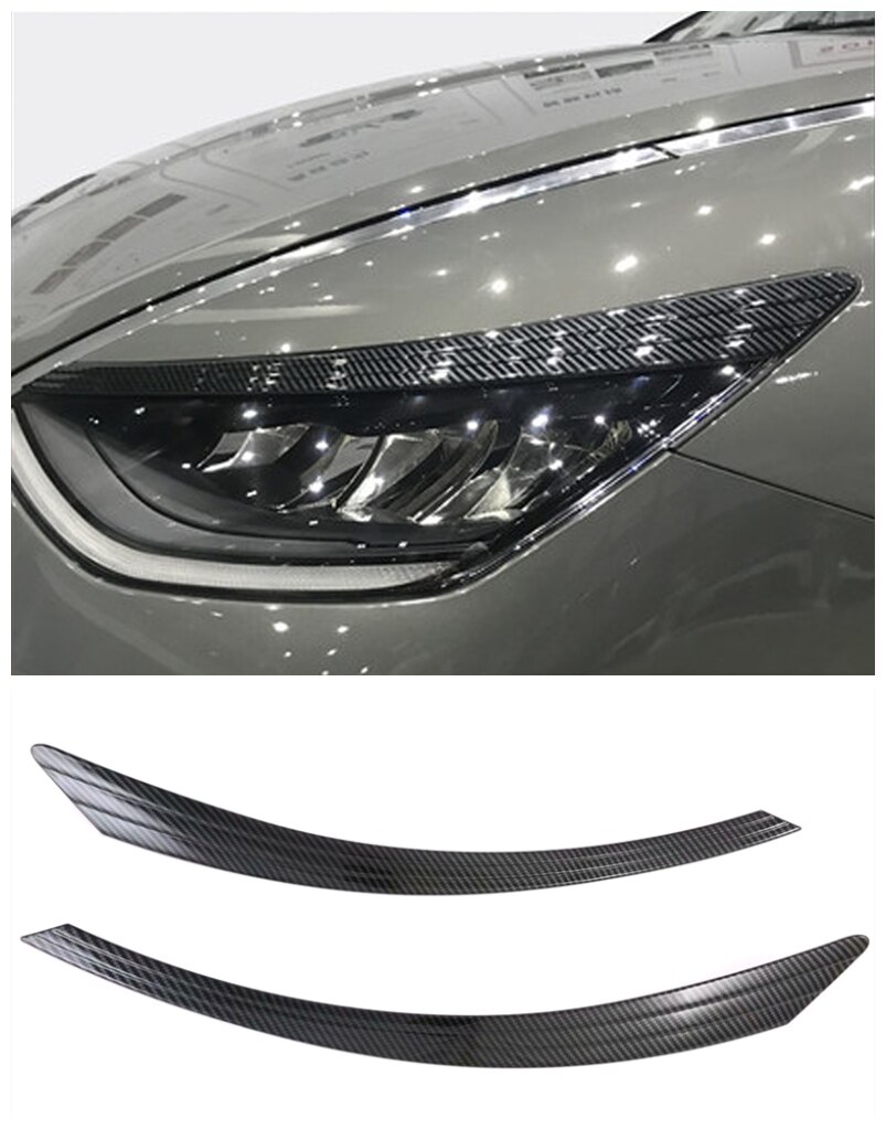 Fit Voor Hyundai Sonata DN8 Auto Auto-accessoires Abs Carbon Hoofd Licht Ooglid Decoratie Molding Cover Trim 2 stuks