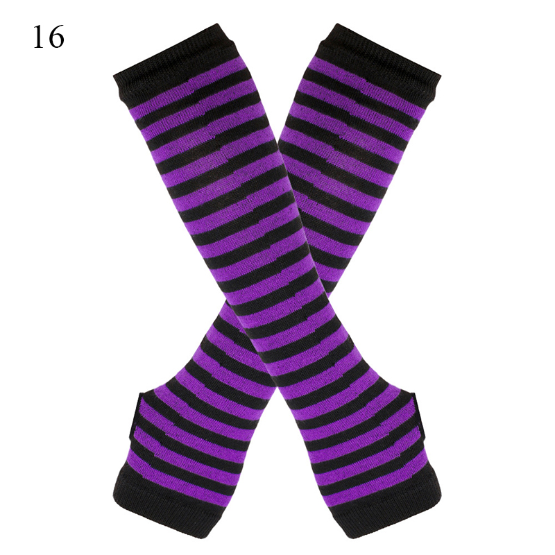 Winter Warm Long Gloves For Women Men Knitted Fingerless Elbow Gloves Red Striped Hip-Hop Mittens Outdoor Elastic Arm warmer