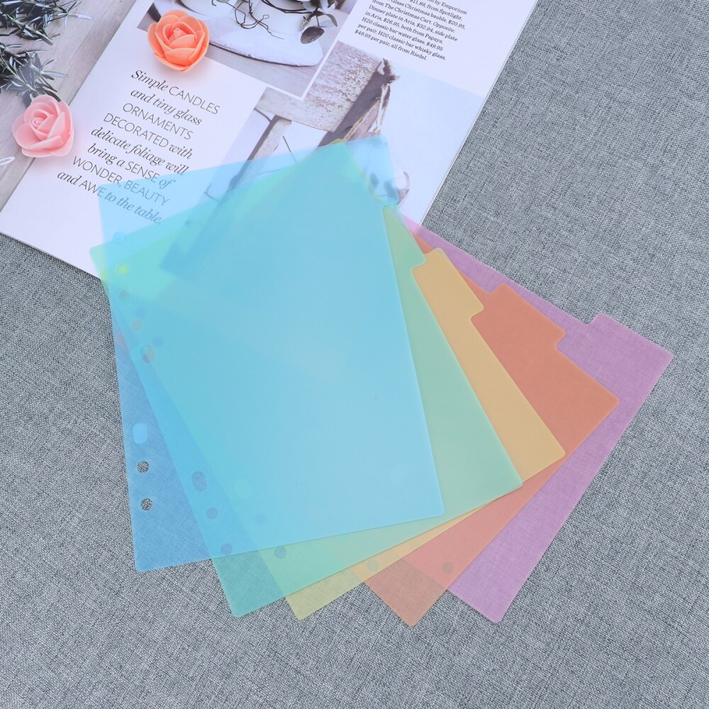 2 Pcs Page Divider Plastic Colorful Classification Page Tab for Notebook Memo (A5)