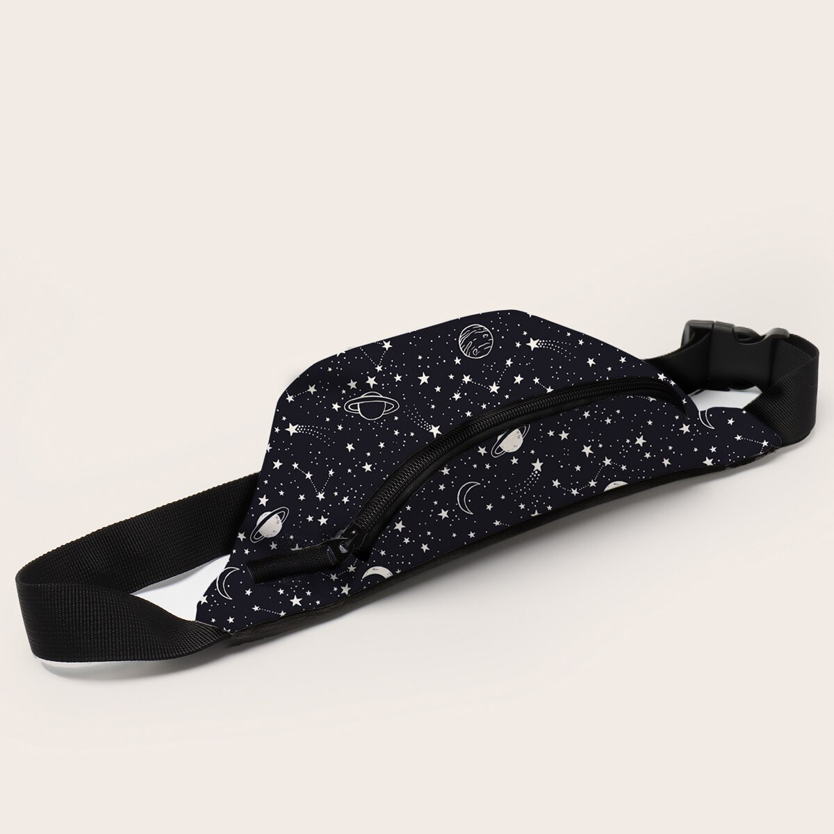 Deanfun Waist Bag Starry Night Printed Fanny Pack Black Bum Bag For Daily Use Travel Belt Bag 18067